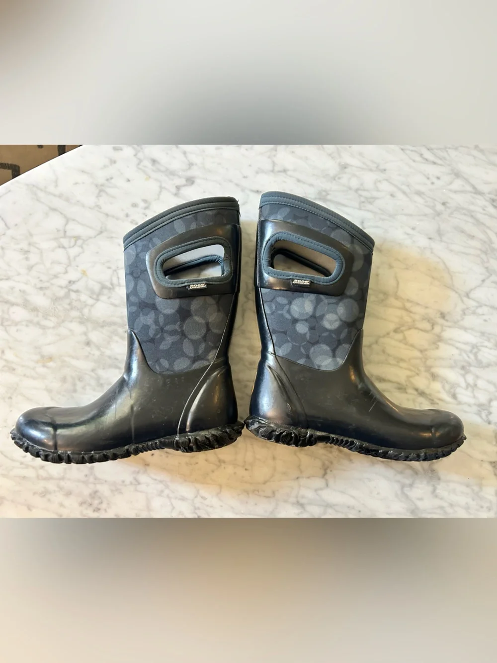 Bogs Kids Black and Gray Waterproof Rain Boots